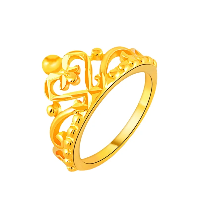 Роскошные элегантные модные женские кольца желтое золото на палец с короной