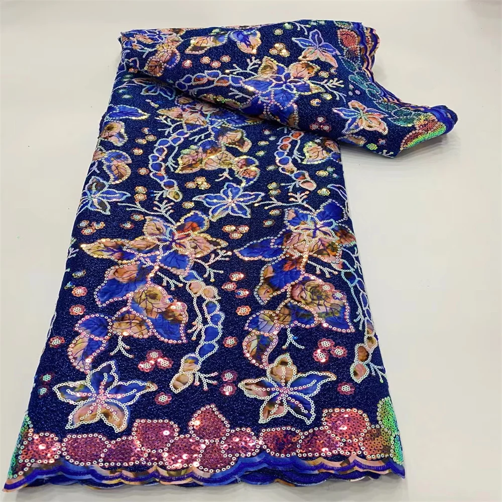 

African Sequins Lace Fabric 2023 High Quality Sequence Net Embroidery French Nigerian Lace Fabric For Wedding Party Dresses