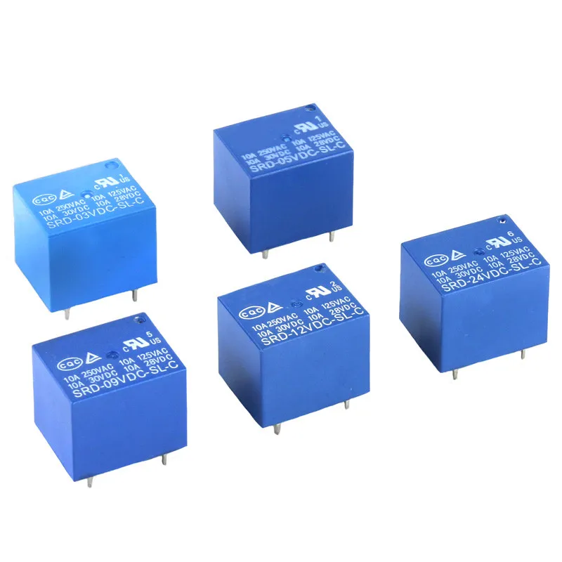 

50PCS/lot Relay SRD-05VDC-SL-C SRD-09VDC-SL-C SRD-12VDC-SL-C SRD-24VDC-SL-C 5V 9V 12V 24V 10A 250VAC 5PIN T73 Power Relays