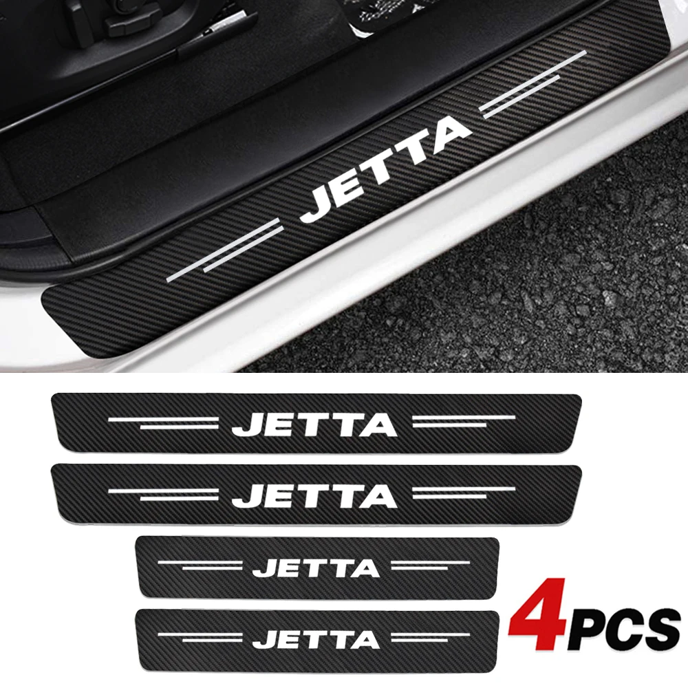

4Pcs For Jetta 4 5 6 7 MK2 MK3 MK4 MK5 MK6 MK7 Car Threshold Plate Sticker Carbon Fiber Auto Door Sill Decals Paster Protector