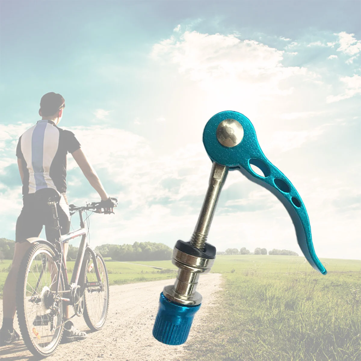 

Quick Release Hub Road Bike Mountain Bike Front & Rear Axle Hollow Shaft Set with Standard Spacing (Blue)