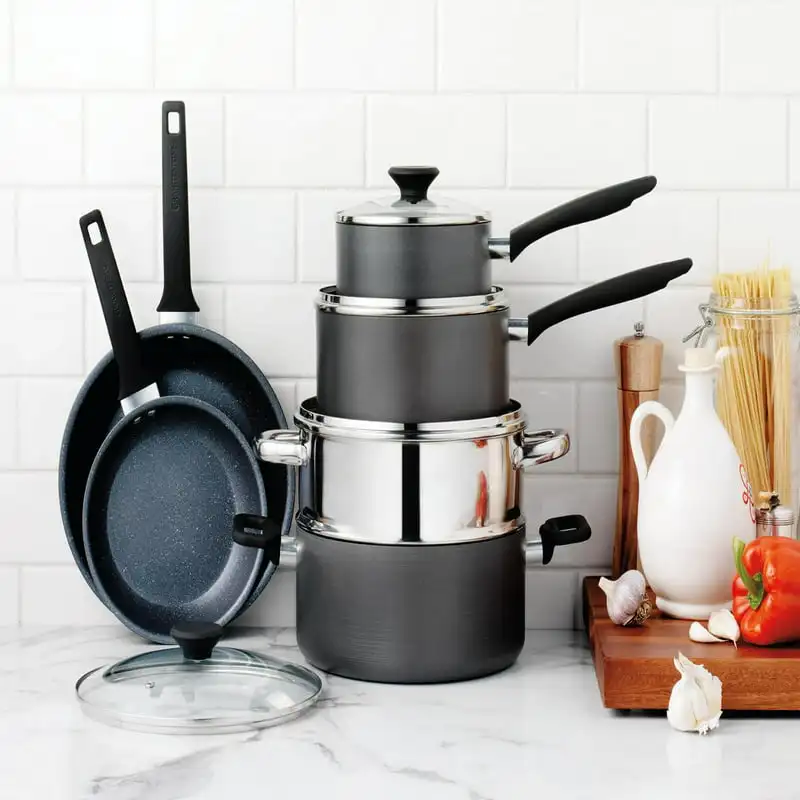

Cookware Set Pots and Pans Set 17 Piece Hard Anodized Cookware Set