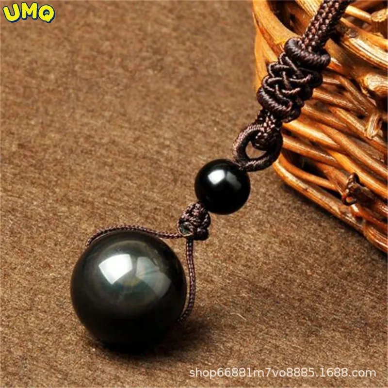 

100% Natural Obsidian Transshipment Beads Pendant Jewelry Men and Women's Fine Jewelry Obsidian Transshipment Pendant
