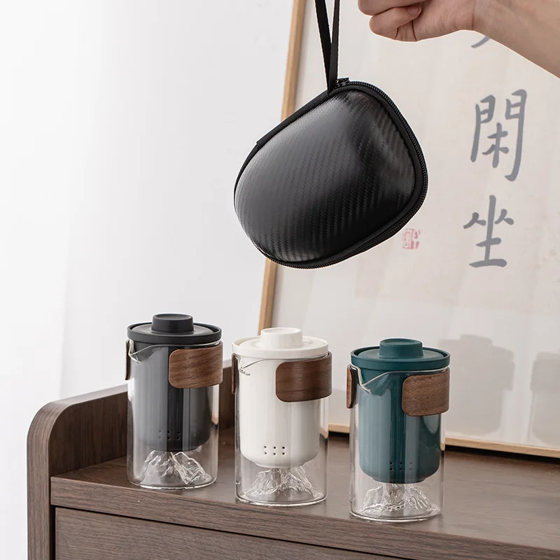 

Керамический дорожный семейный чайный набор, дорожная сумка, один чайник, четыре чайника, керамический стеклянный чайник с чашкой, набор, деловые подарки