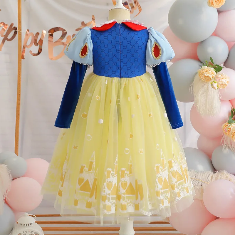 Disney Kids Girls Princess Costume Snow White Fall Sleeve Spring Cosplay Party Dress Children Party Clothes Fancy Teens Clothing