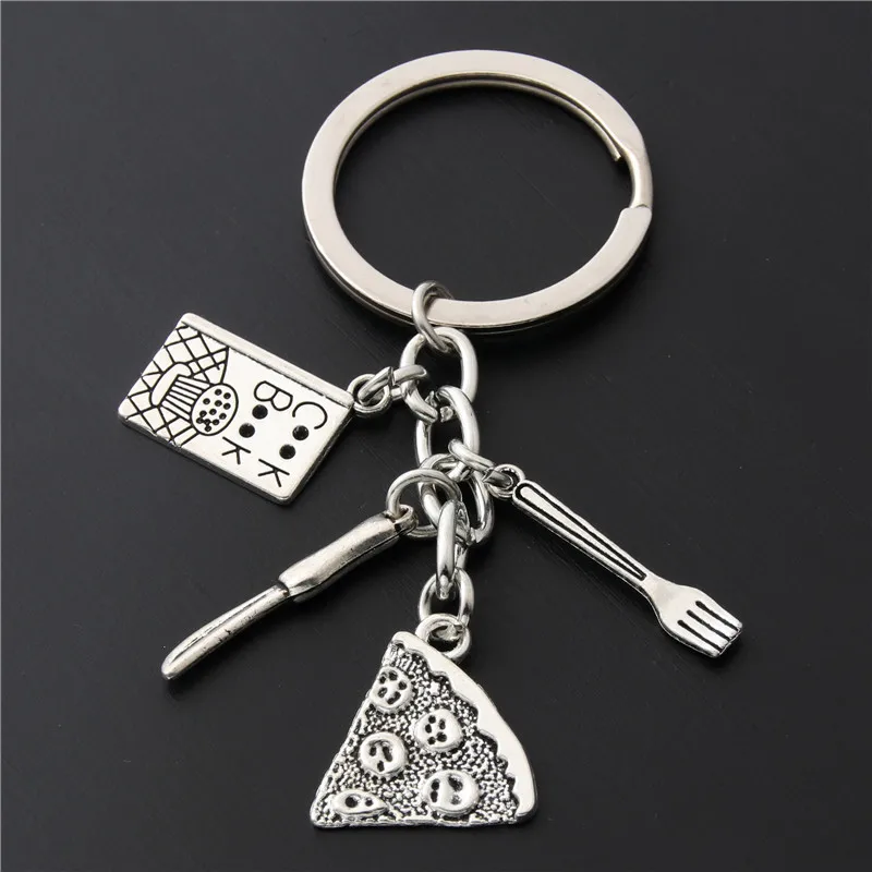 

Cake Mold pizza ice cream cook KeyChain keyRing Women man Accessories jewelry bag pendant friendship family gift