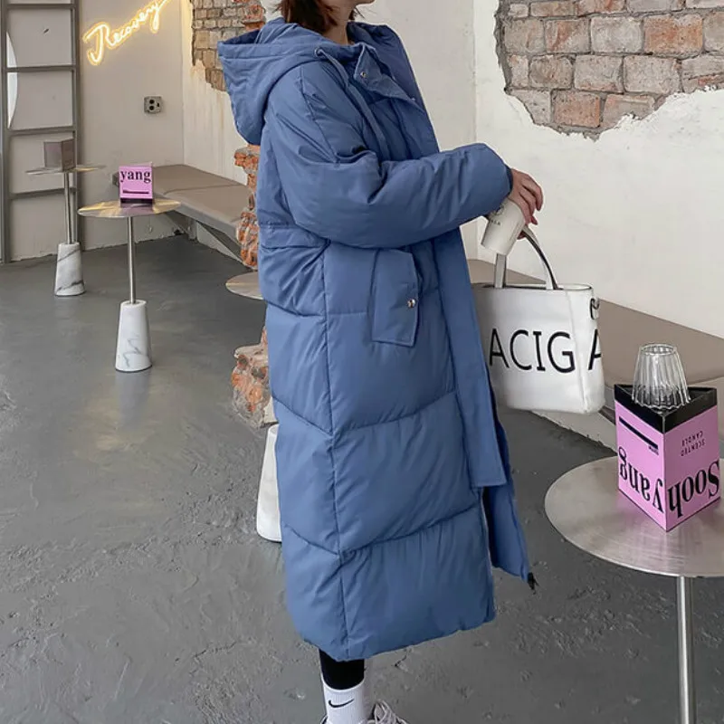 Women Winter Oversize Jacket Hooded Coat 2022 Ladies Casual Overcoat New Chic Zipper Warmth Parka Fashion Long Solid Streetwear
