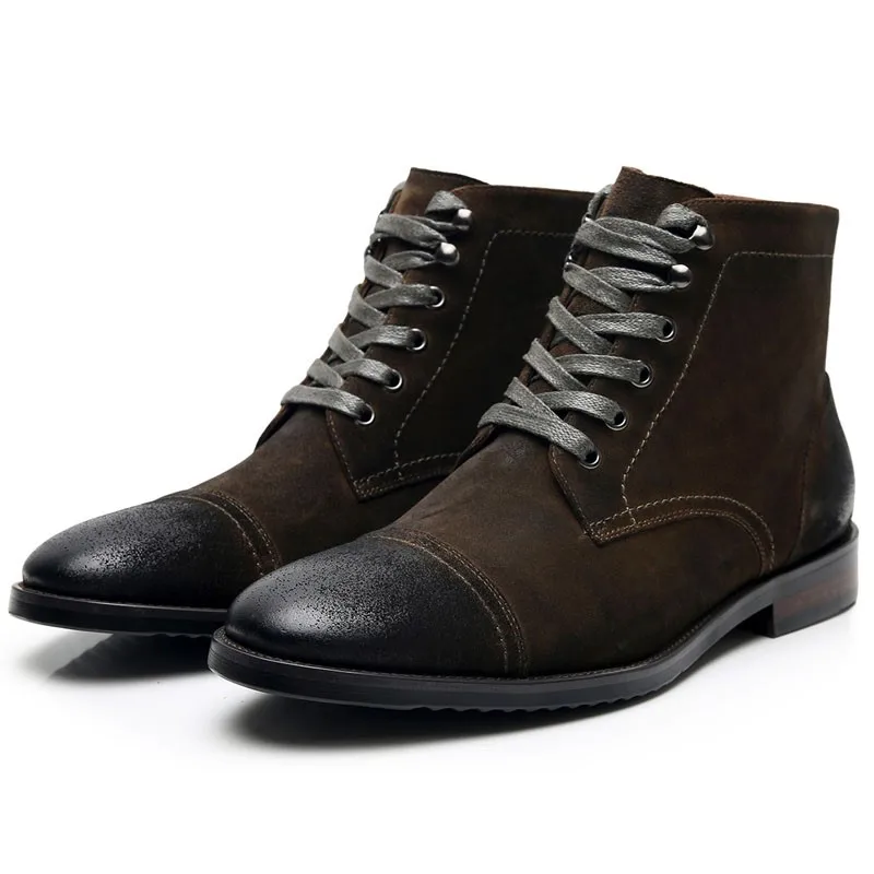 

luxury men's autumn genuine leather ankle boots lace up black Brown dress boot men luxury Formal shoe italian chelsea boots men