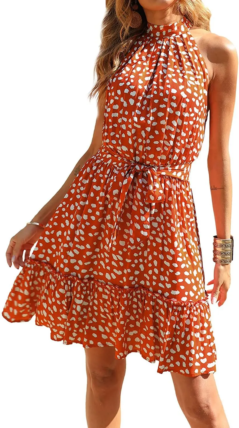 Женское винтажное платье макси в богемном стиле розовое однотонное без рукавов с