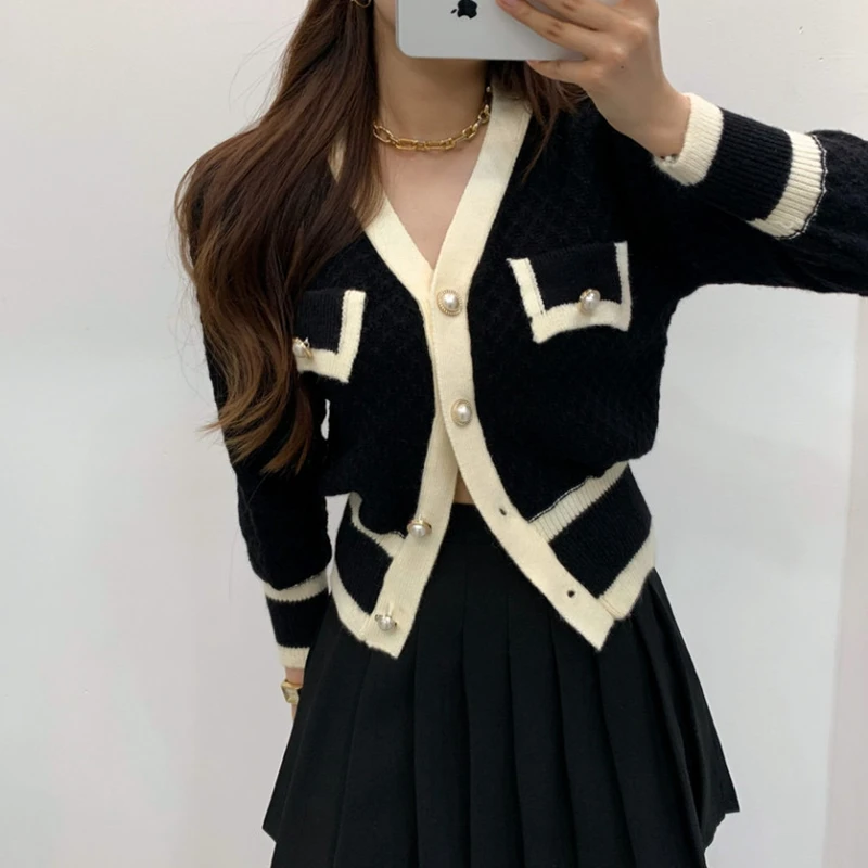 

Korean Chic All-match Small Fragrance Style Single-breasted Cardigan Sweater