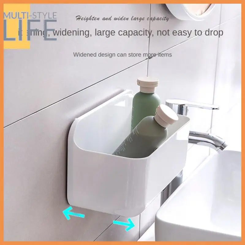 

Adhesive Makeup Organizer Wall-mounted Perforation-free Bathroom Accessories Storage Box Shelf Shelf Household Storage Rack