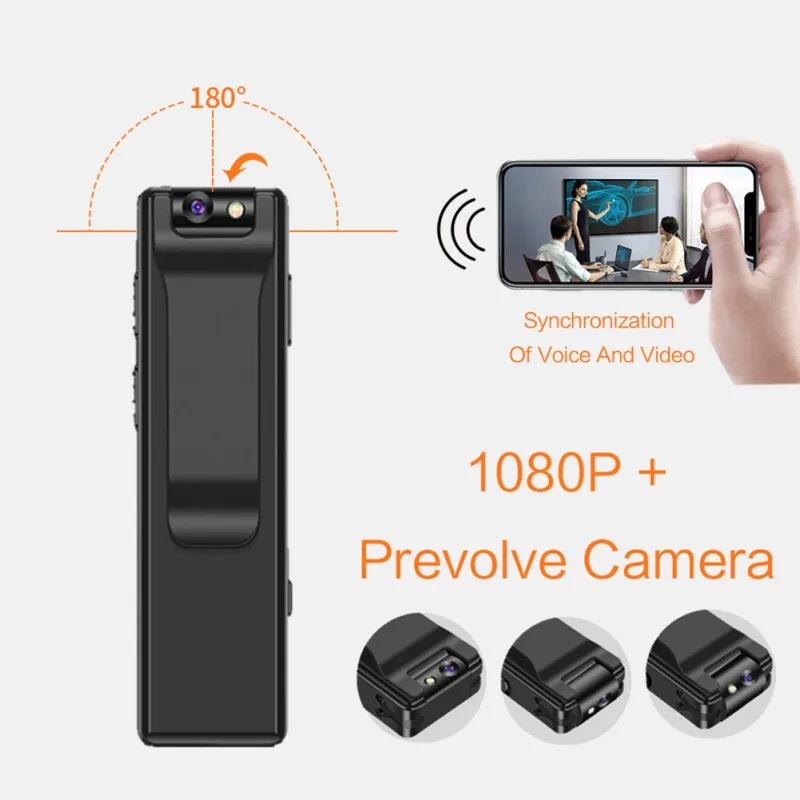 

1080P Mini Camera Portable Werable Body Camera USB Charging Security Cameras Built-in Microphone/Speaker Digital Video Recorder