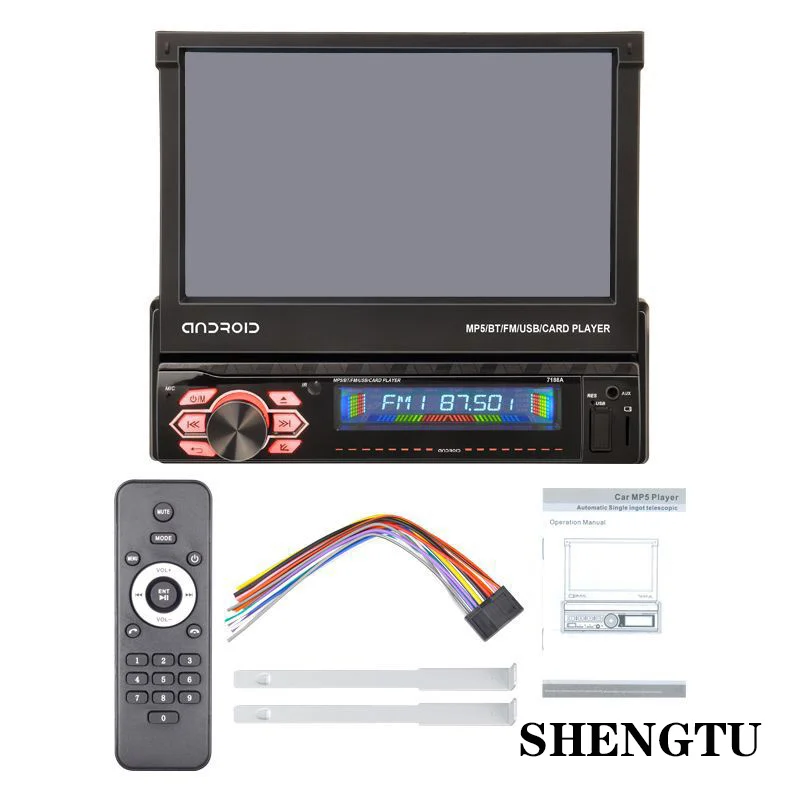 SHENGTU WINCE Car Radio 1din Motorized Retractable 7'' Touch Screen Video Bt Usb Fm Aux Player Autoradio |