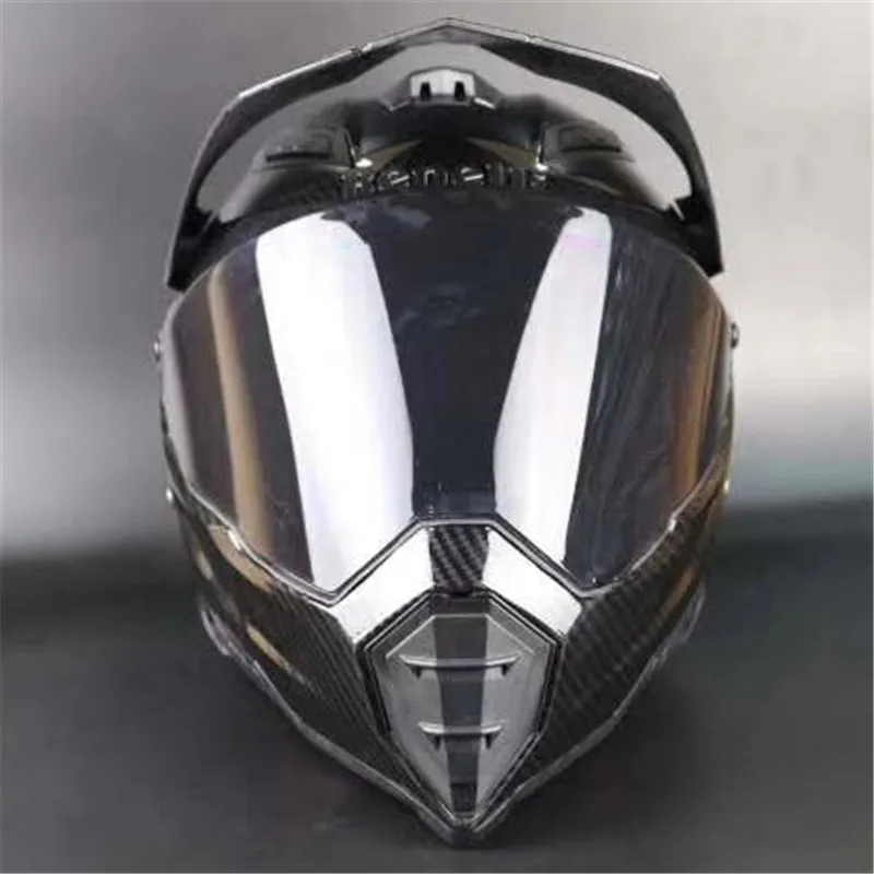 Carbon Fiber Grain ABS Material Men Atv Mtb Dh Downhill Dirt Bike Off-road Racing Helmets Full Face Motorcycle Helmet Lens Visor