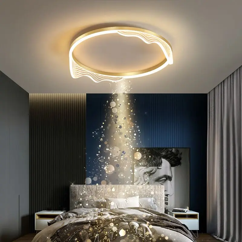 

Modern household ceiling lamp bedroom kitchen study living room modern gold round lamp indoor lighting equipment