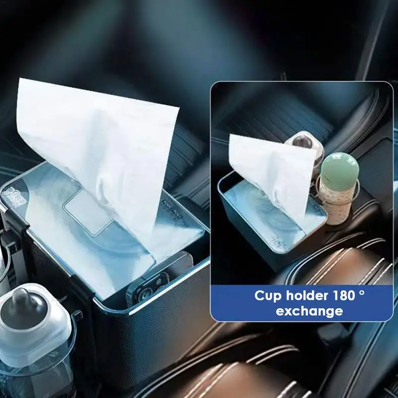 

2023 New Car Armrest Box Cup Holder Storage Box Multifunctional Car Cup Holder Organizer Tissue Box Car Accessories Interiors