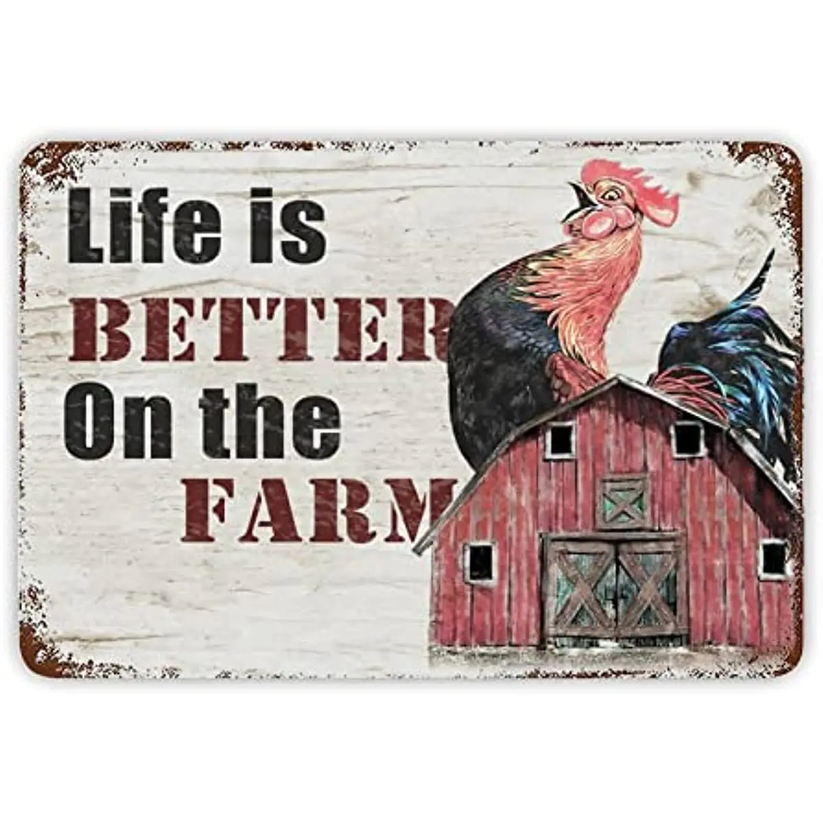 

Funny Animals Paintings Tin Sign Rooster Barn Metal Sign Wildlife Animal Unique Drinking Sign Signag Tin Poster Tiered Tray Sign