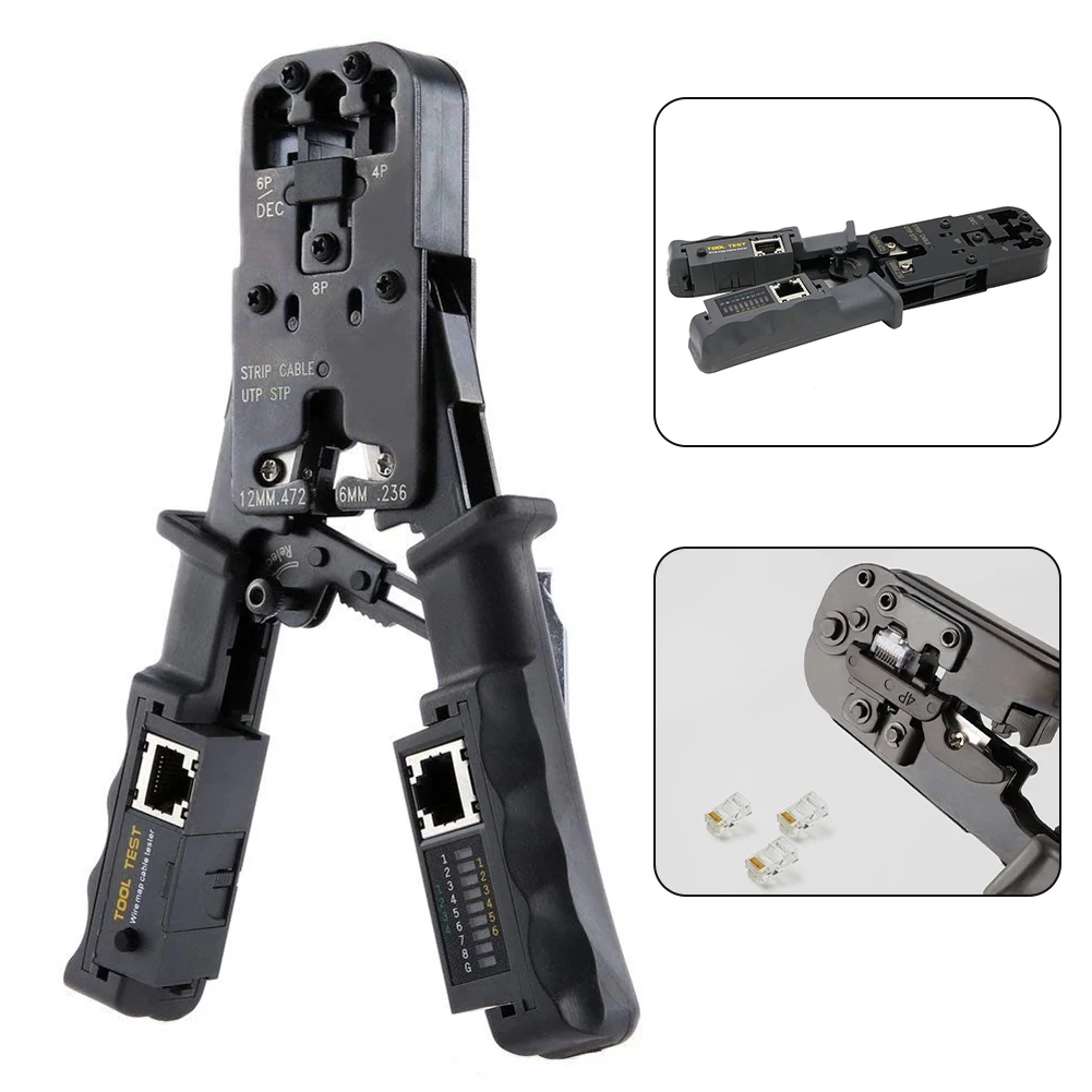 

2 In 1 Network LAN Cable Crimper Pliers Wire Cutting Tool Cable Tester Cable Pliers 6P/8P Wire Cutter Tool Test Crimping Pliers