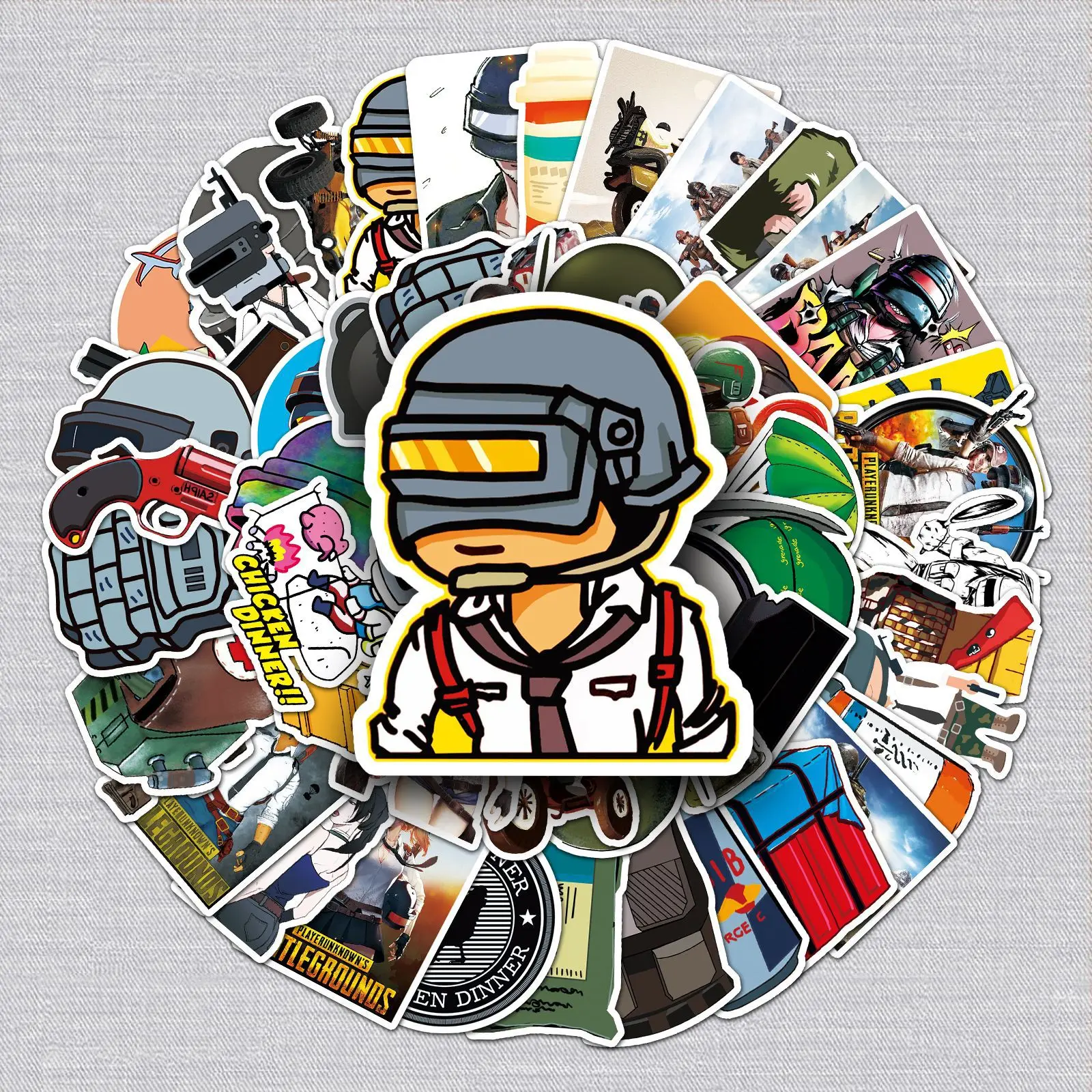 

10/30/50PCS PUBG Video Shooting Game Cartoon Graffiti Stationery Stickers Suitcase Scooter Refrigerator PVC Decals for Kids Toys