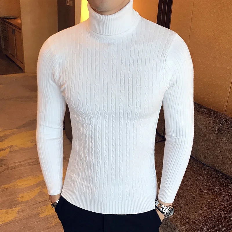 

Brand Men Turtleneck Sweaters and Pullovers New Fasion Knitted Sweater Winter Men Pullover omme Wool Casual Solid Clotes