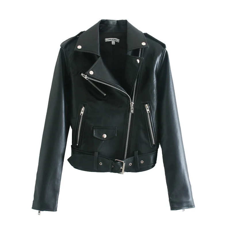 

Женская Осенняя куртка из искусственного меха с кожаным ремнем, короткое пальто, уличная мода, модная верхняя одежда, черное, белое пальто с ...