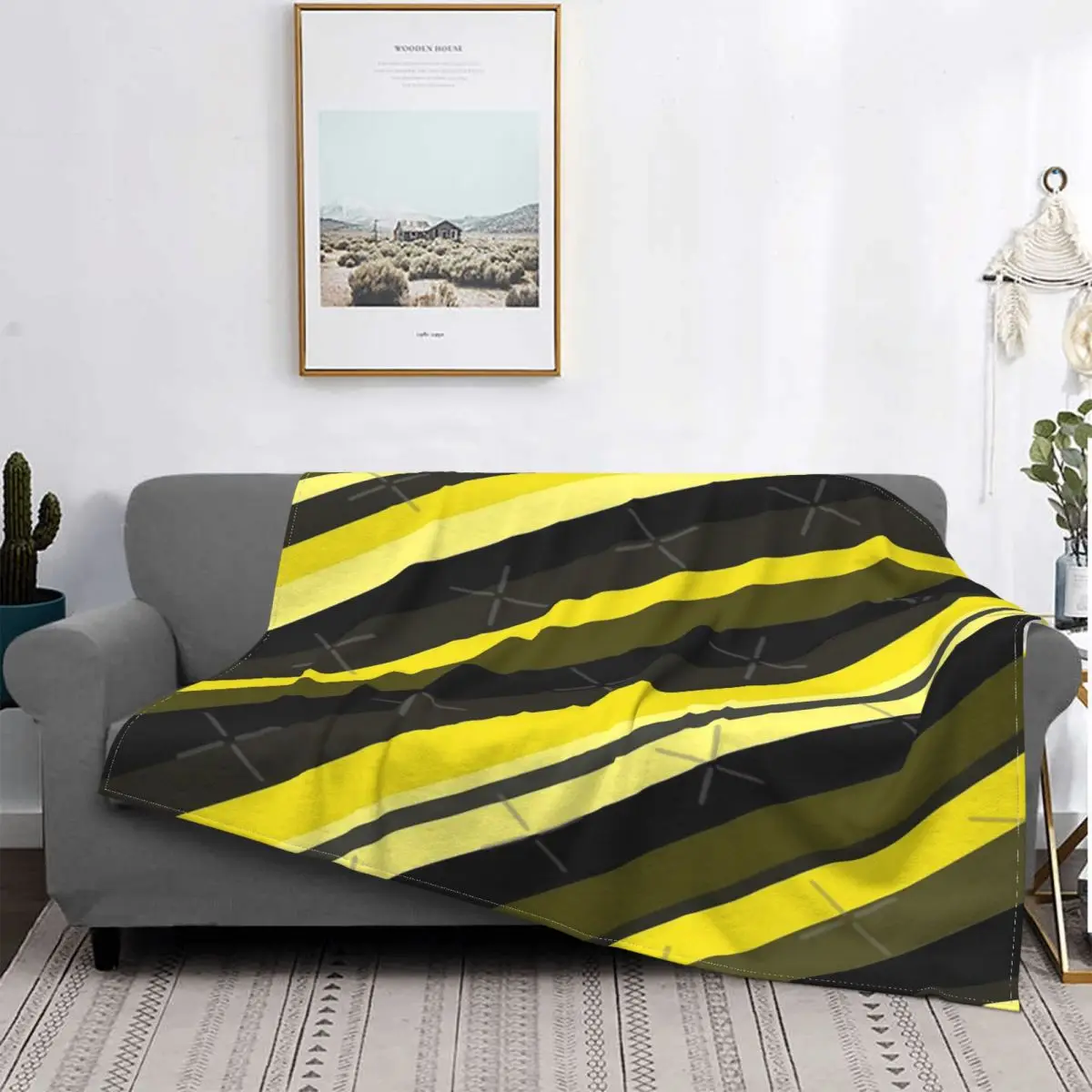 

Manta de rayas diagones amarillas, colcha para cama a quadros, manta Kawaii de felpa de Anime, colcha, 220x240