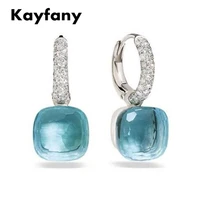 pomellato earrings candy style pendant earrings inlay zircon 23 colors crystal drop earring for women fashion jewelry gift
