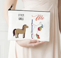 funny horse makeup bag travel size makeup women animal prints bag fashion cosmetic canvas purses personalized bags