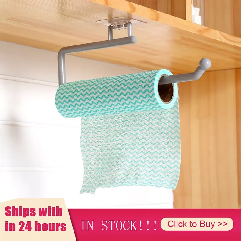 

NEW2022 Kitchen Paper Towel Holder Self-adhesive Accessories Under Cabinet Roll Rack Tissue Hanger Storage Rack For Bathroom Toi
