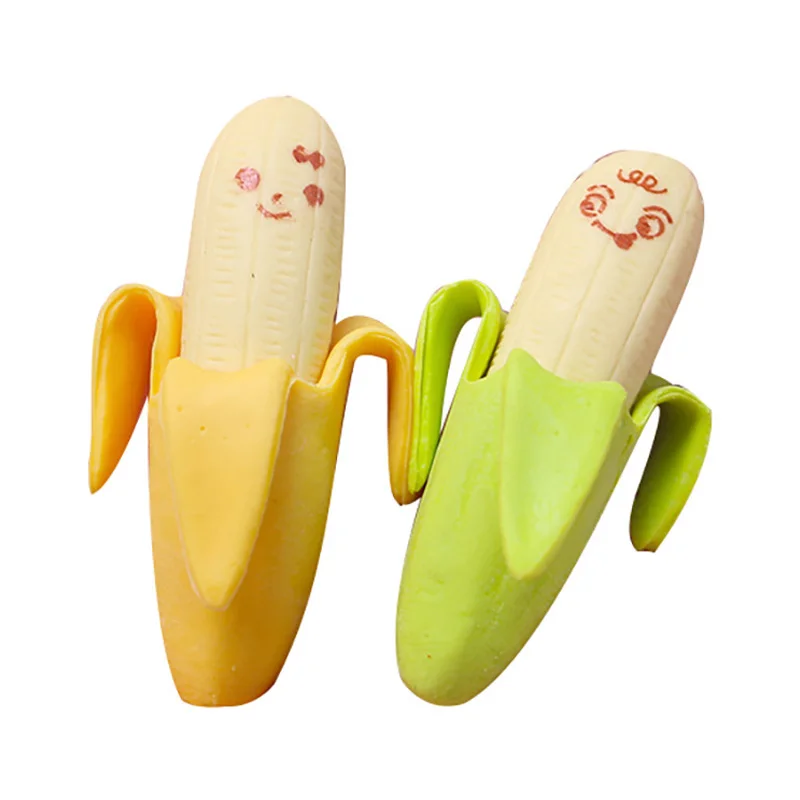 

2Pcs Banana Expression Eraser Fruit Shape Cute Mini School Supplies Children Learning Toys Party Favors For Kids Birthday Gifts