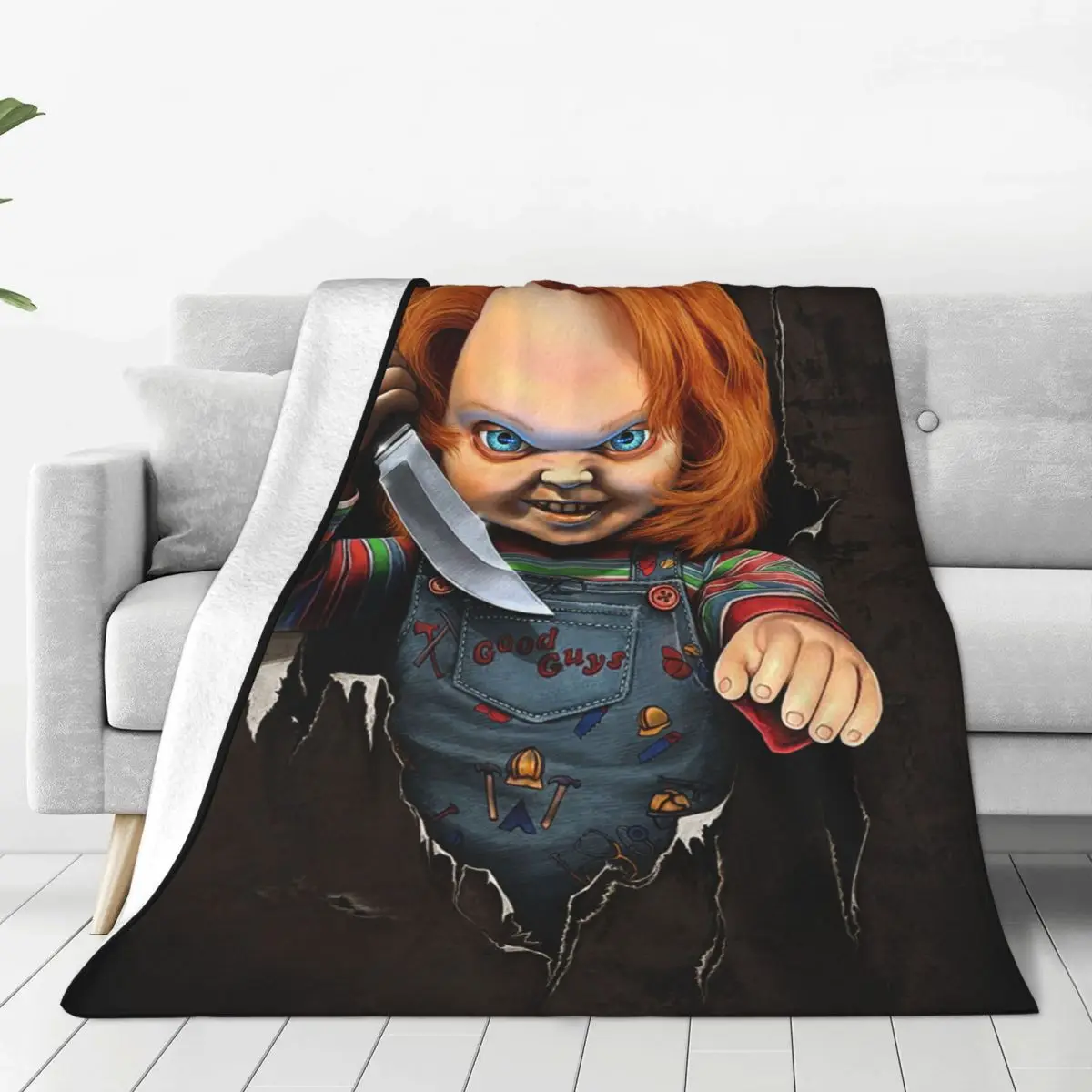 

Horror Movie Child's Play Blankets Coral Fleece Plush Decoration Chucky Gothic Soft Throw Blankets for Sofa Office Rug Piece