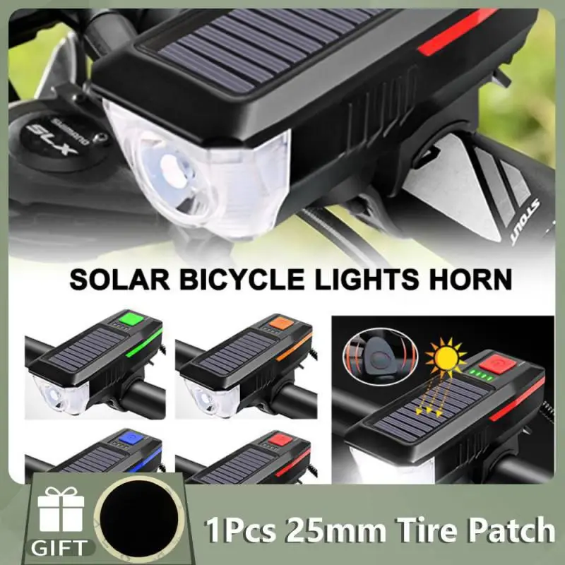 

2023 Bike Light Solar USB Rechargeable Double Charging Horn Lamp Waterproof Bicycle Headlight Bike Front Light With Horns