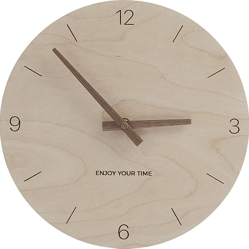 Punch Free Wall Clock Nordic Simple Design Style Fashion Minimalist Clocks Creative Silent Wooden Modern Design Decorativo