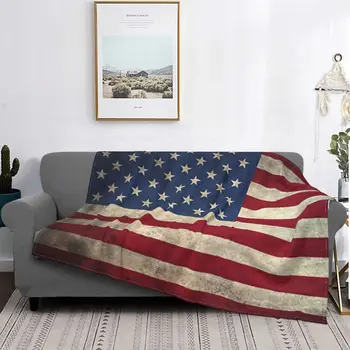 American Flag USA Blankets Velvet Autumn/Winter Breathable Lightweight Thin Throw Blanket for Home Couch Rug Piece