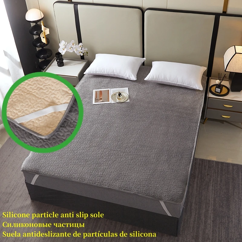

Высококачественное плюшевое нескользящее покрывало на кровать, чехол для кровати большого размера, стеганый наматрасник, моющийся протектор матраса