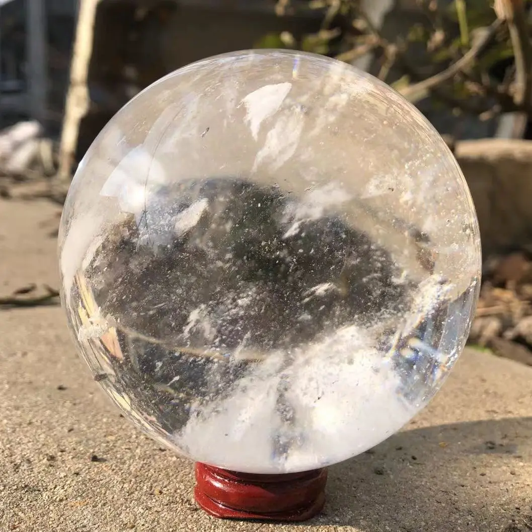 

85mm Melted Quartz Transparent Sphere Home Decor Healing Reiki Stone