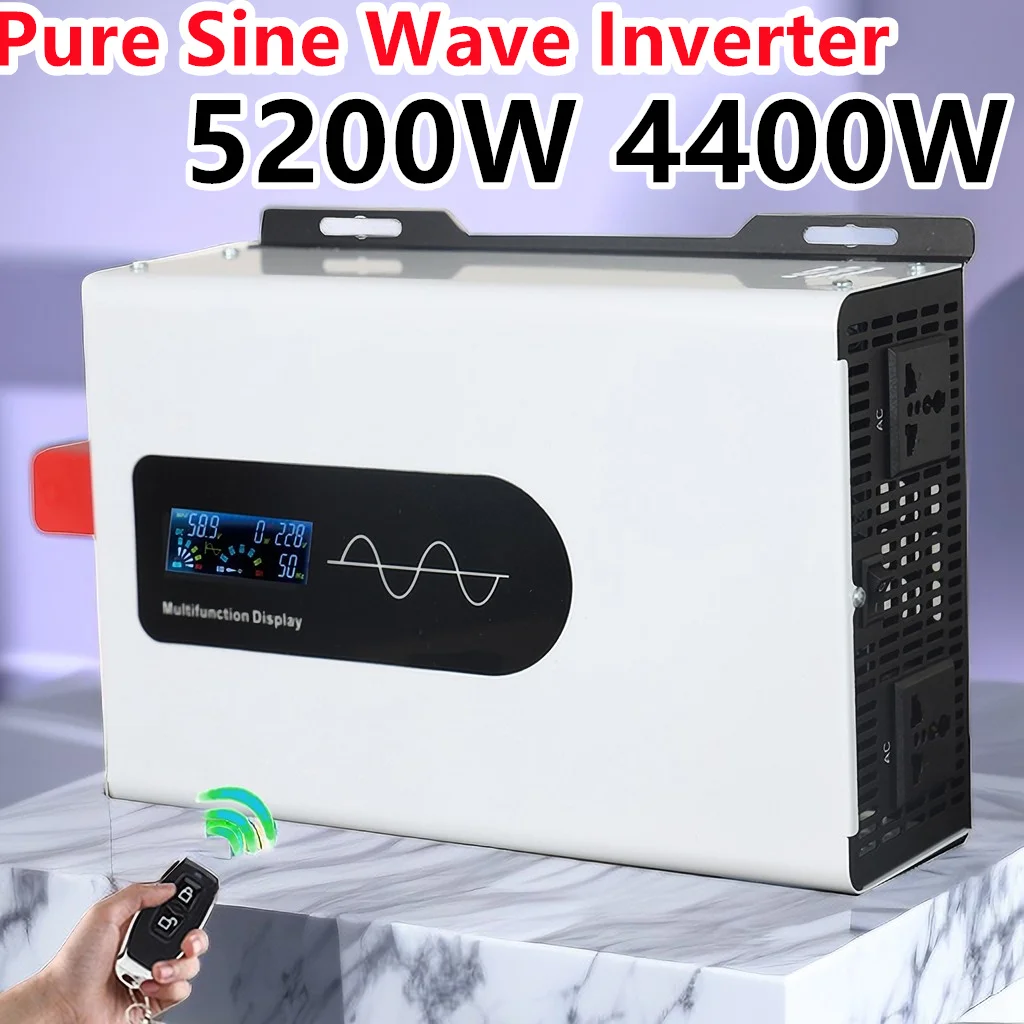 

Pure Sine Wave Inverter 5200W 4500W DC AC 12V 220V Sinus Sin Converter Inversores Solares Car Outdoor Bank Power Supply Charger