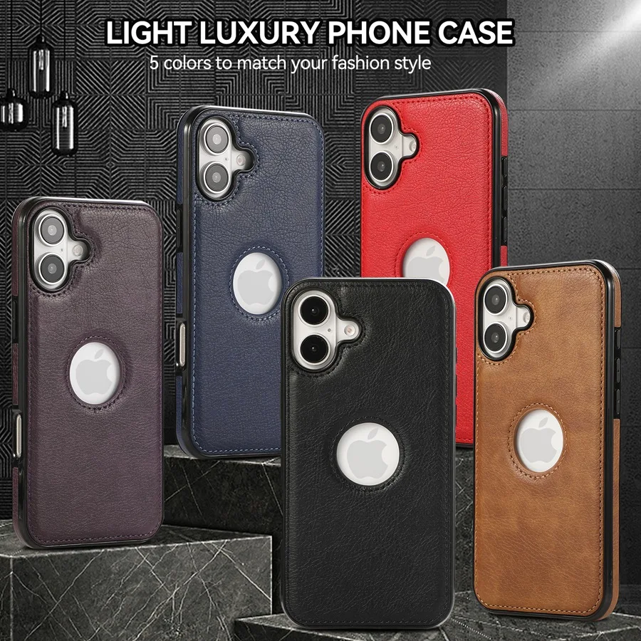 Роскошный чехол из искусственной кожи для телефона iPhone 16 Pro Max Plus противоударный 15