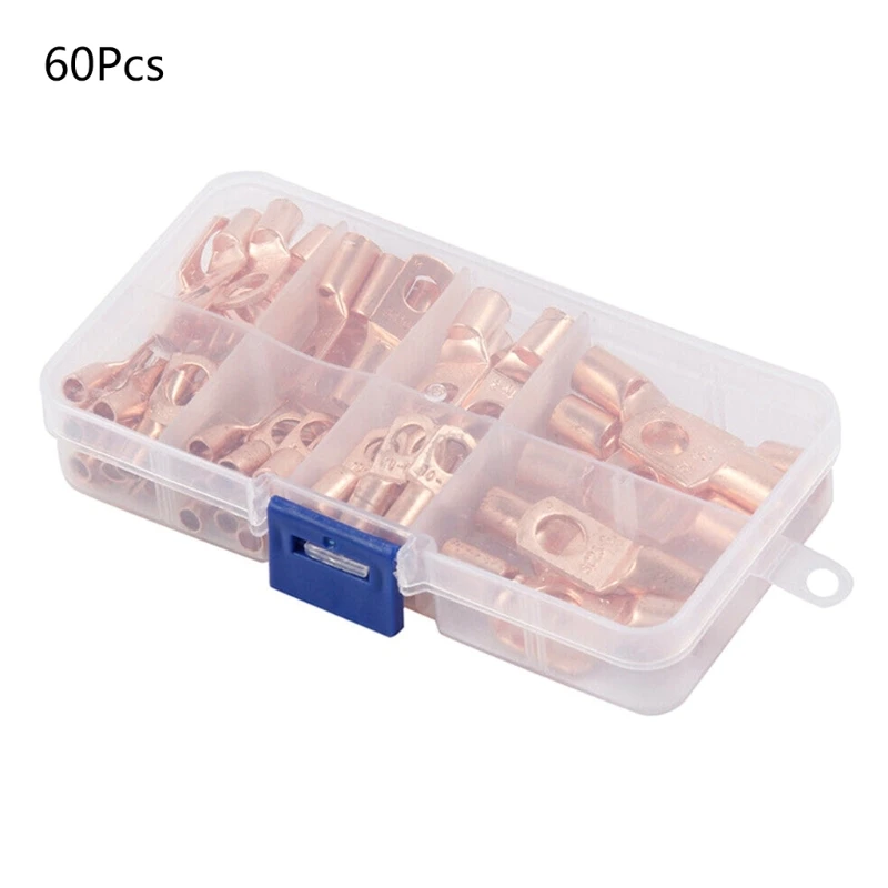 

50JA Copper Cable Lug Kit Bolt Hole Tinned Cable Lugs Battery Cable Ends Terminal Connector Assortment Kit Battery Cable Ends