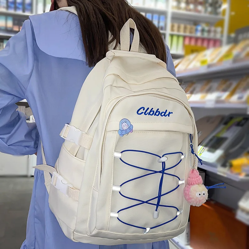 

Girl Cross Rope Kawaii School Bag Fashion Women Book Backpacks Trendy Nylon Cute Female College Bag Lady Laptop Backpack Student