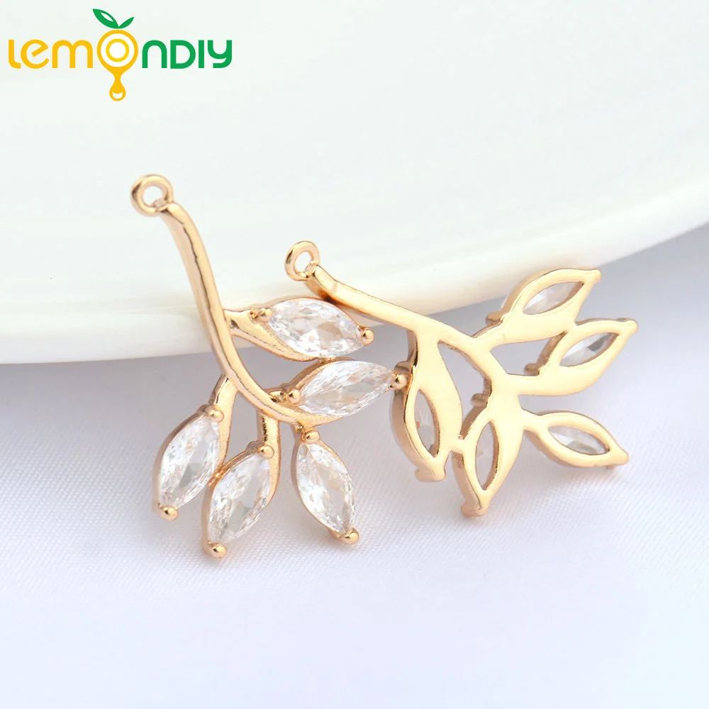 

2 шт., латунные подвески с цирконом, 16 х24 мм, 24 к