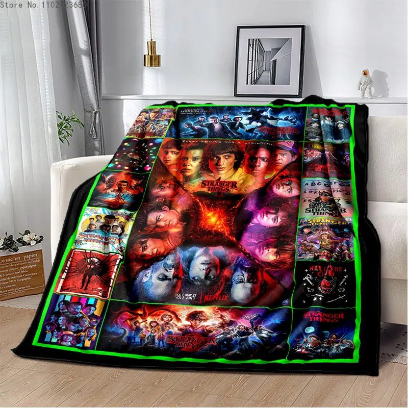 

American Drama Thriller Flannel Stranger Things Blanket Soft Washable Home Sofa Cover Leisure Blanket Office Napping Blanket.