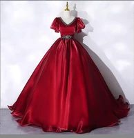 burgundy quinceanera dresses luxury short sleeve party vestidos 15 anos vintage ball gown quinceanera gown