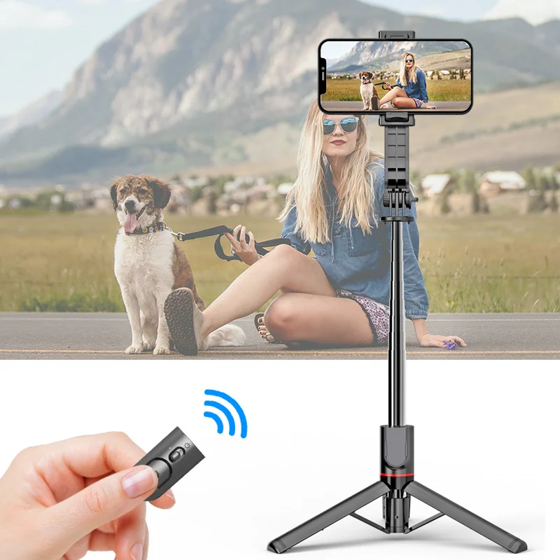 Portable Selfie Stick With Wireless Remote Control Smartphone Tripod Stand, Compatible IPhone Android，Ups package enlarge