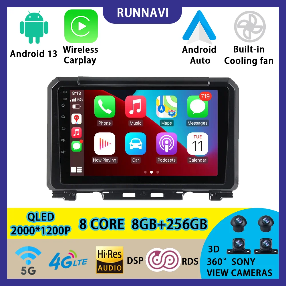 

Android 13 для Suzuki JIMNY 2019 автомобильный радиоприемник стерео Мультимедийный видеоплеер навигация GPS беспроводной Carplay RDS DSP QLED авто