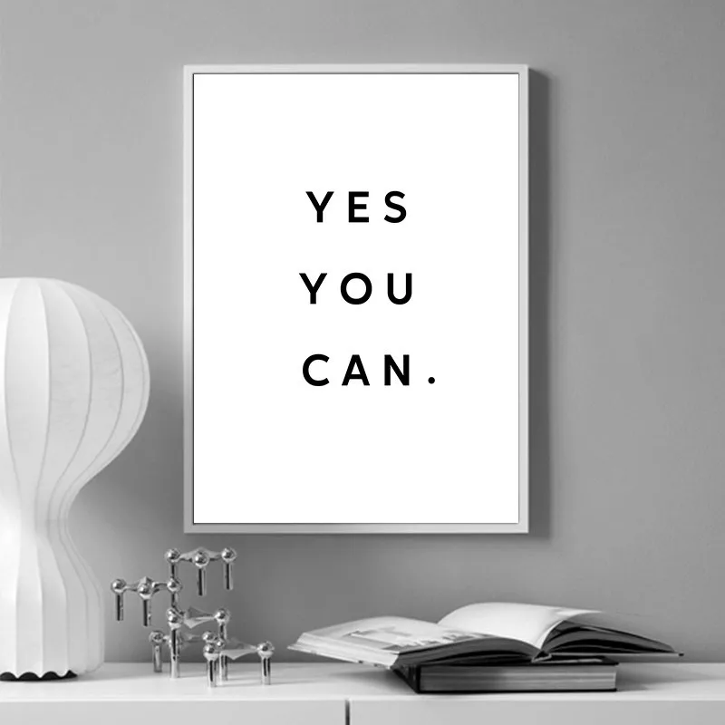 

Minimalist Black White Motivational Quotes Yes You Can Never Give Up Wall Art Canvas Posters And Prints Modern Home Decor