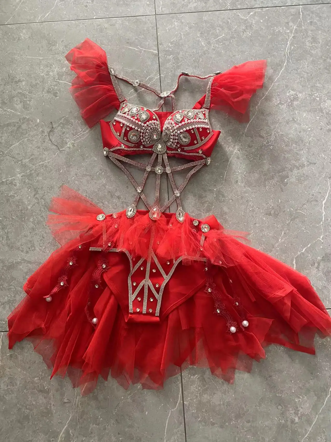 Певица сценическая одежда костюм для ночного клуба бара танцев роскошный