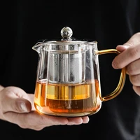 pinny 450ml thickening high borosilicate glass teapots heat resistant transparent tea pot with stainless steel filter liner