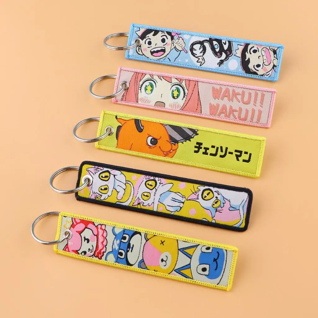 

Anime Suzume No Tojimari Keychain Pochita Key Tag Embroidery Keyring Key Holder for Men women Bag Car Keys Pendant