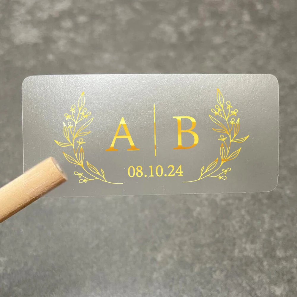 Прямоугольные свадебные наклейки на заказ прозрачные персонализированные с